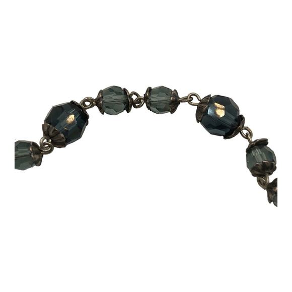 Vintage Inspired Delicate Bracelet with Sparkly Blue Gemstones and Silver Chain - Picture 3 of 5